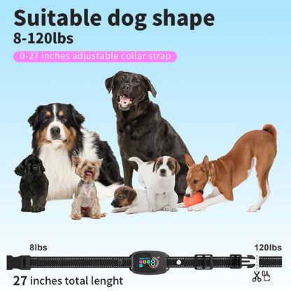 Smart Automatic Anti Barking Dog Collar Rechargeable Bark Stopper SHD Digital Display IP67 Waterproof Collar For Dogs