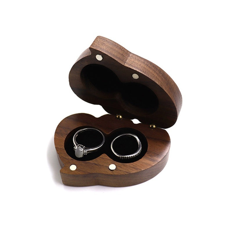 Walnut Heart Wedding Ring Box