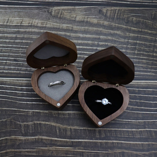 Walnut Heart Wedding Ring Box