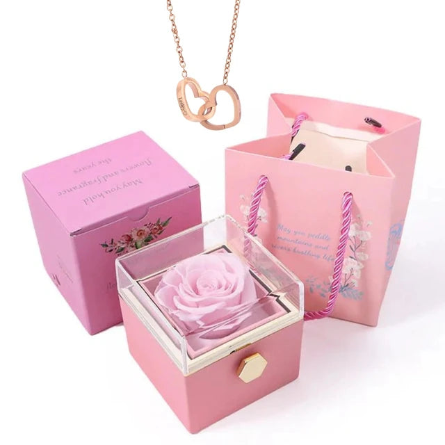 Rose Box-Engraved Heart Necklace