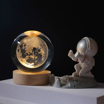 3D Laser Engraved Solar System Ball with LED Light Base