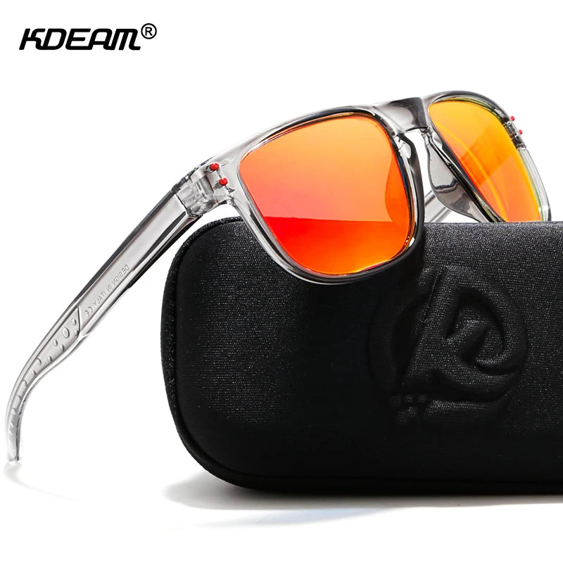 KDEAM Durable Lightweight Polarized Sunglasses All-fit Size Sun Glasses Men Coating Lens Minimize Glare Hard Case included