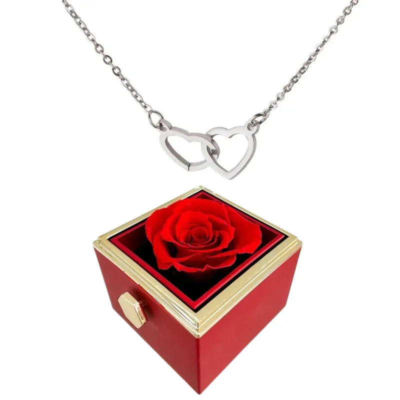 Rose Box-Engraved Heart Necklace