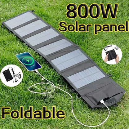 6-Fold 800W Portable Solar Panels Charger USB 5V DC Mobile Power Supply