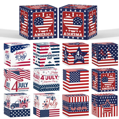 6pcs Independence Day Theme Candy Chocolate Box Gift Packing Boxes for 4th of July USA National Day Birthday Party Decoration