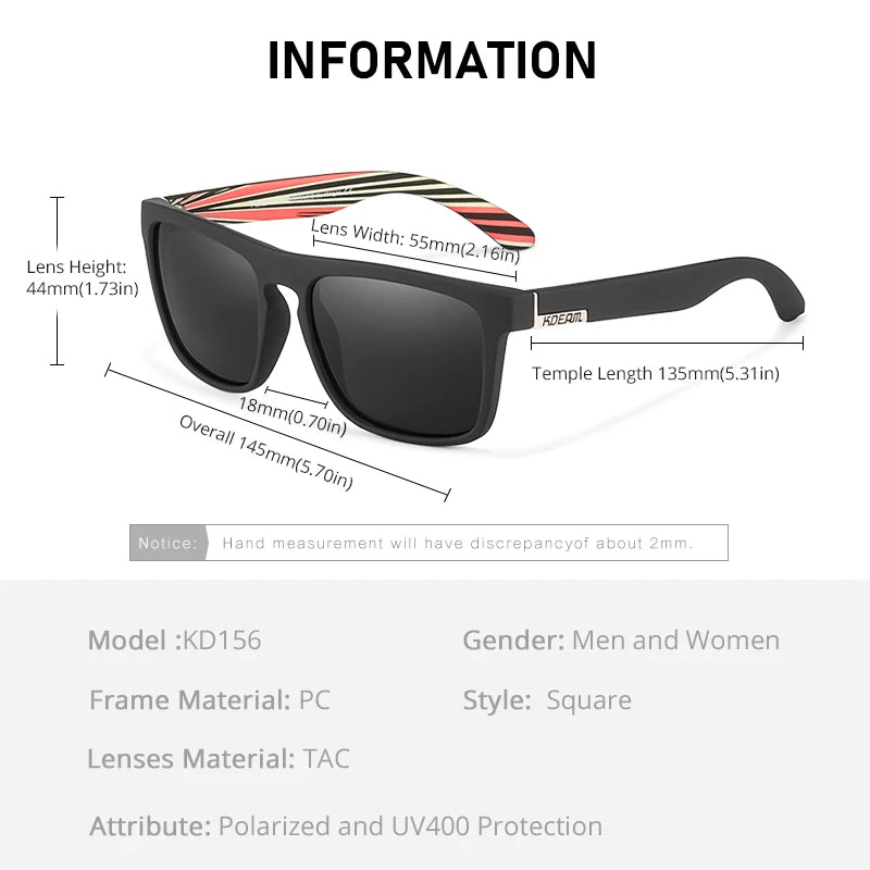 KDEAM Brand High Quality Men Square Polarized Sunglasses Photochromic Lens Night Sight Fashion Women Sun Glass UV400 Protection