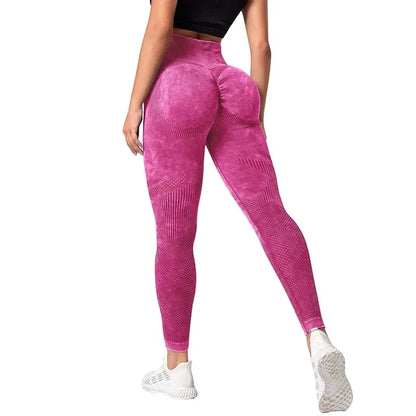 Women Leggings Washing Yoga Bubble Butt Push Up Fitness High Waist Scrunch Tight Mujer Gym Seamless Legging