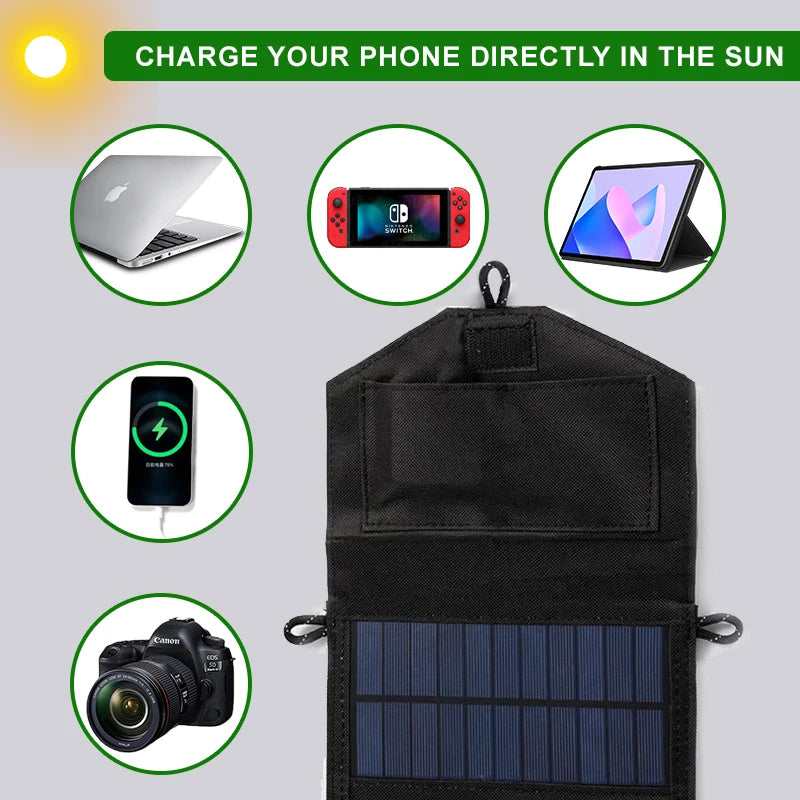 500W Foldable solar panel 4-fold  portable charger USB 5V DC Full time power mobile power supply