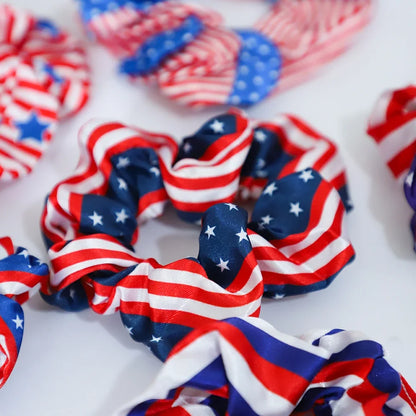 6Pcs American Flag Satin Hair Rope American Independence Day Party Decoration for 4th of July USA Birthday Party Favors Gifts