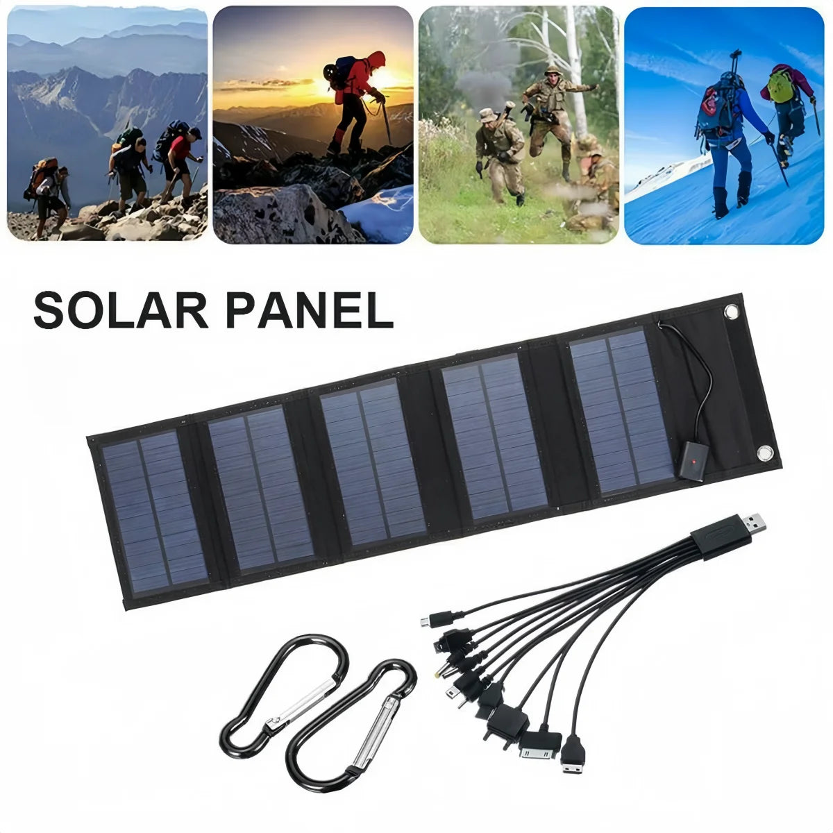 600W Foldable Solar Panel Portable Charger USB 5V DC Full Time Mobile Power Supply High Power