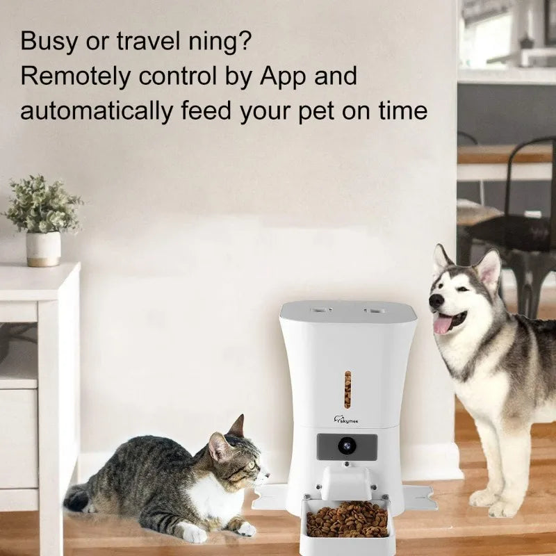 SKYMEE 8L/12L Smart Automatic Pet Feeder Food Dispenser for Cats & Dogs - 1080P Full HD Pet Camera Treat Dispenser