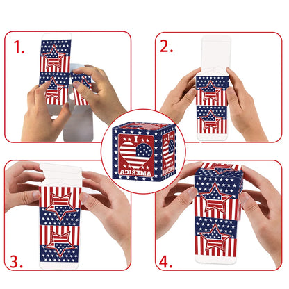 6pcs Independence Day Theme Candy Chocolate Box Gift Packing Boxes for 4th of July USA National Day Birthday Party Decoration