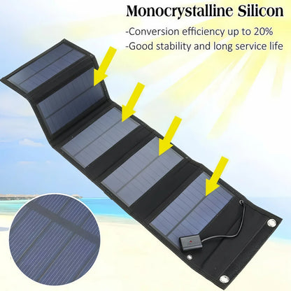 600W Foldable Solar Panel Portable Charger USB 5V DC Full Time Mobile Power Supply High Power