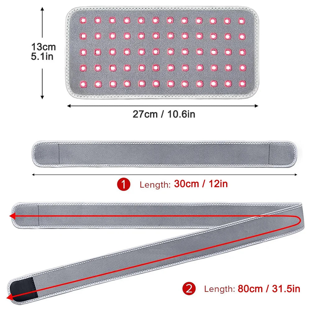 60LEDs Red Belt Fat Burner Slimming Heat Pad Light Therapy For Neck Waist Back Muscle Pain Relief