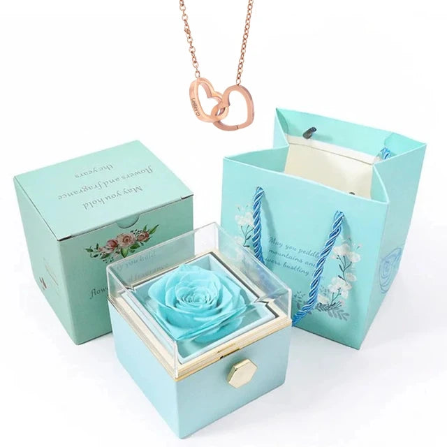 Rose Box-Engraved Heart Necklace