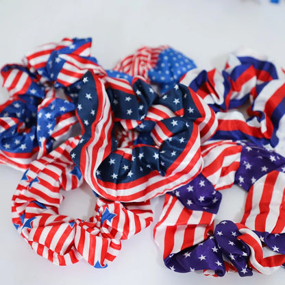 6Pcs American Flag Satin Hair Rope American Independence Day Party Decoration for 4th of July USA Birthday Party Favors Gifts