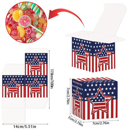 6pcs Independence Day Theme Candy Chocolate Box Gift Packing Boxes for 4th of July USA National Day Birthday Party Decoration