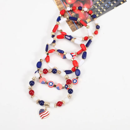 American Flag Element Bracelet Independence Day Beaded Stretchy Bracelets