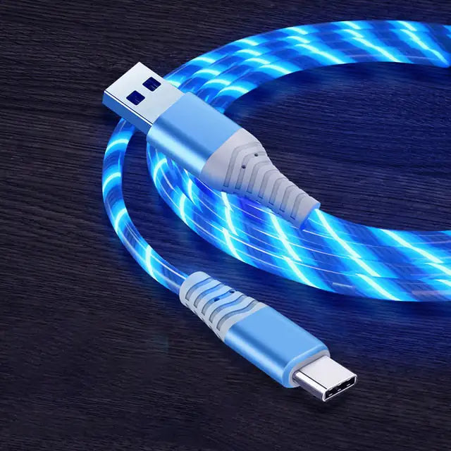 3A Glowing Cable Micro USB Type C Cable Fast Charging For iPhone  LED light phone Chargers