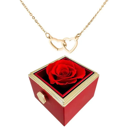 Rose Box-Engraved Heart Necklace