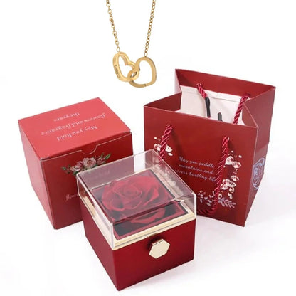 Rose Box-Engraved Heart Necklace