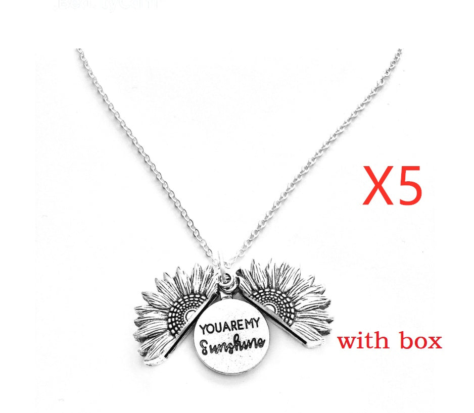 Sunflower Double Lettering Necklace