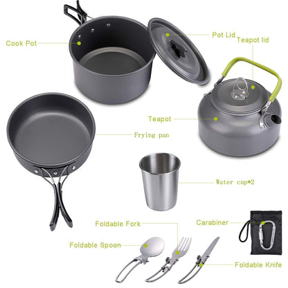 2-3 Person Camping Teapot Tableware Suit