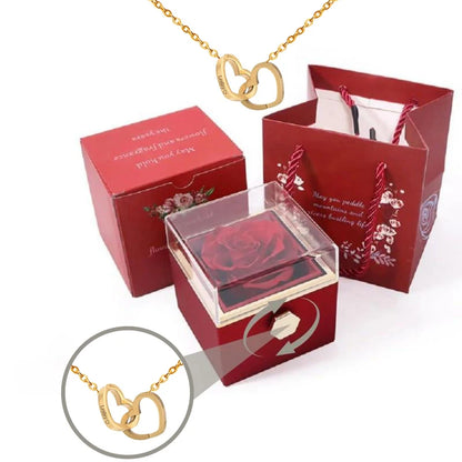 Rose Box-Engraved Heart Necklace