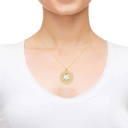 Gold Plated Silver I Love You To The Moon and Back Necklace Mandala Pendant 24k Gold Inscribed