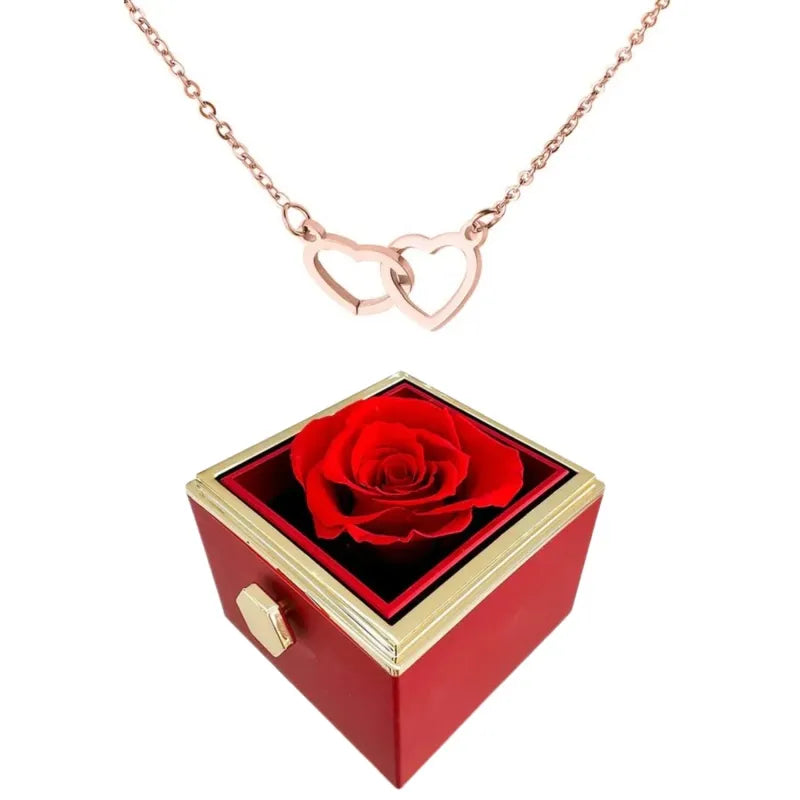 Rose Box-Engraved Heart Necklace