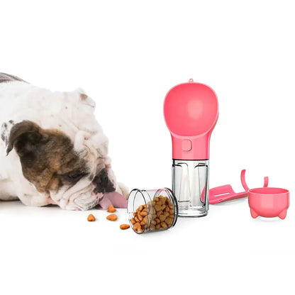 4 In 1 Portable Pet Water Bottle Food Feeder Drinker Poop