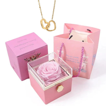 Rose Box-Engraved Heart Necklace